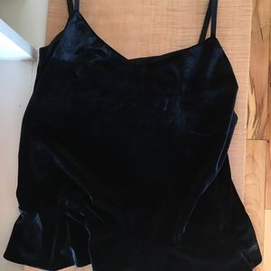 Ralph Lauren Ruffle Black Velvet Sleeveless Top